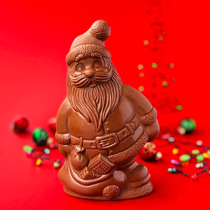 HOLLOW CHOCOLATE SANTA, AVAILABLE FOR PURCHASE IN OUR RETAIL STORES ONLY.