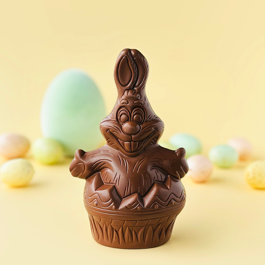 BUNNY IN A BASKET. AVAILABLE ONLY FOR PURCHASE IN OUR RETAIL STORES
