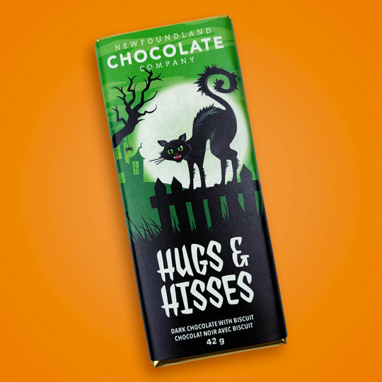 Hugs & Hisses Dark Chocolate with Biscuit – Newfoundland Chocolate Company