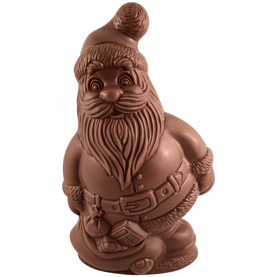HOLLOW CHOCOLATE SANTA, AVAILABLE FOR PURCHASE IN OUR RETAIL STORES ONLY.